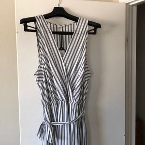 Striped hi low cotton dress